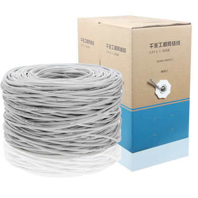 Cáp Ethernet mạng 23AWG Cat5e bền, Cáp được bảo vệ UTP 4 cặp 1000ft