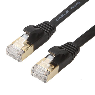 Cáp Ethernet phẳng Cat6 màu đen thực tế với đầu nối Rj45 Snagless được bảo vệ bằng vàng