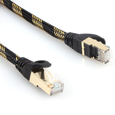 Cáp Ethernet được bảo vệ ISO Gigabit Cat 7 Nylon Đen Vàng bện