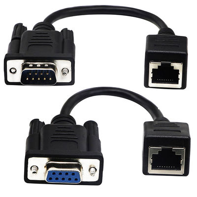 Cáp Cat5 Cat6 RJ45 đến RS232, Cụm cáp Ethernet công nghiệp DB9 9 chân