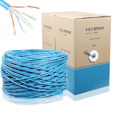 Cáp Internet 1000FT CCA CAT6 Cáp UTP Lan 4PR 24AWG 0.48mm 305M Xám