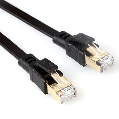 Cáp vá SFTP RJ45 Cat8 phẳng 40Gbps 2000Mhz Màu đen bền