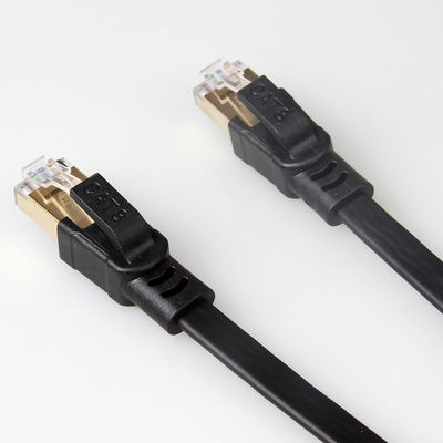 Cáp vá SFTP RJ45 Cat8 phẳng 40Gbps 2000Mhz Màu đen bền