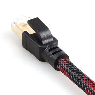 Cáp Patch Cat8 trong nhà ngoài trời bện nylon màu đỏ đen 26AWG 40Gbps