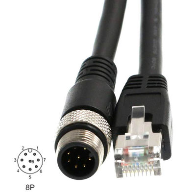 Cáp Ethernet công nghiệp ROHS Cat6 M12 D Mã 8 chân đến RJ45 cho cảm biến Fieldbus