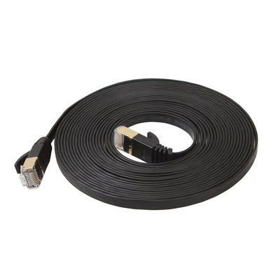 Cáp Ethernet phẳng Cat6 màu đen thực tế với đầu nối Rj45 Snagless được bảo vệ bằng vàng