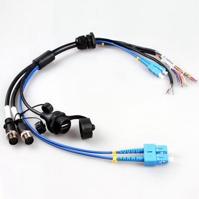 Lắp ráp cáp khai thác dây chống nước hàng không vũ trụ M12 + USB Female + Cáp quang