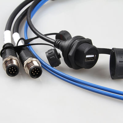Lắp ráp cáp khai thác dây chống nước hàng không vũ trụ M12 + USB Female + Cáp quang
