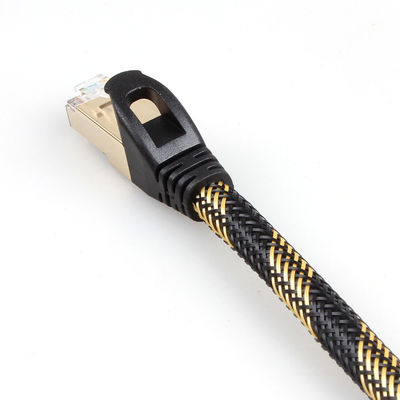 Cáp Ethernet được bảo vệ ISO Gigabit Cat 7 Nylon Đen Vàng bện