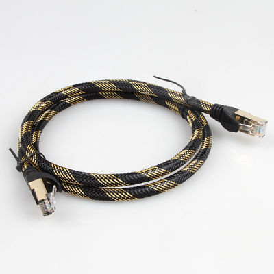 Cáp Ethernet được bảo vệ ISO Gigabit Cat 7 Nylon Đen Vàng bện