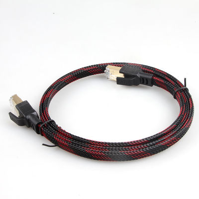 Cáp Ethernet bện nylon ổn định Cat8 Đỏ đen chống nhiễu