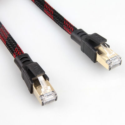 Cáp Ethernet bện nylon ổn định Cat8 Đỏ đen chống nhiễu