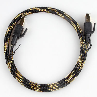 Cáp ổn định RJ45 Cat8 Patch nylon bện màu vàng đen tốc độ cao