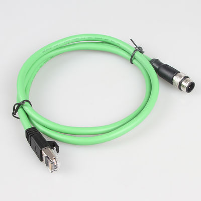 Cáp Ethernet công nghiệp camera màu xanh lá cây M12 4Pin đến RJ45 Gigabit ổn định