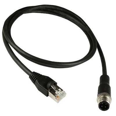Cáp Ethernet công nghiệp M12 đến Rj45 Gigabit Cat5e Cat6 Màu đen