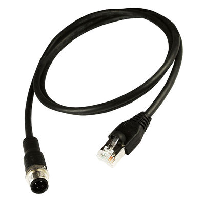 Cáp Ethernet công nghiệp M12 đến Rj45 Gigabit Cat5e Cat6 Màu đen