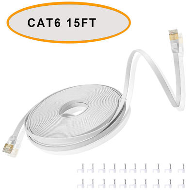 Cáp vá phẳng Cat 6 Ethernet 50 Ft Màu trắng Cặp xoắn không được che chắn