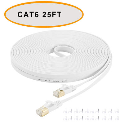 Cáp vá phẳng Cat 6 Ethernet 50 Ft Màu trắng Cặp xoắn không được che chắn