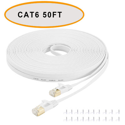 Cáp vá phẳng Cat 6 Ethernet 50 Ft Màu trắng Cặp xoắn không được che chắn