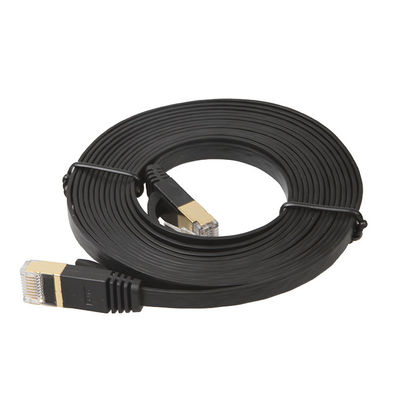 Cáp vá phẳng UTP được bảo vệ Cat 6 Đồng 1 mét Rj45 Màu đen